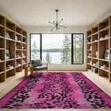 Print Pink Hot Pink Leopard Print Area Rug