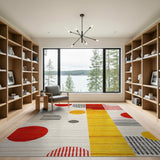 Vibrant Abstract Circles Geometric Area Rug