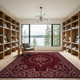 ODIKA Crimson Persian Floral Medallion Rug