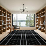 Geometric Modern Bold Black White Geometric Grid Area Rug