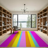 Vibrant Vertical Stripe Multi-Color Area Rug