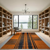 Bold Orange Black Geometric Stripe Area Rug