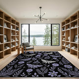 Purple Moth Daisy Floral Area Rug