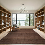 Brown Plaid Distressed Woven Area Rug