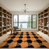 Orange Bold Orange Black Geometric Pattern Area Rug