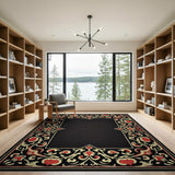 Traditional Persian Ornate Red Floral Persian Border Rug