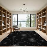 Starry Burst Black White Geometric Area Rug