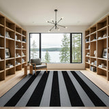 Black and White Bold Black White Striped Area Rug
