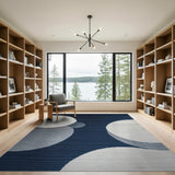 Navy Blue Overlapping Circle Abstract Area Rug