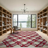Red Geometric Modern Red Geometric Lattice Area Rug