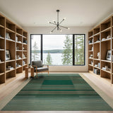 Emerald Green Geometric Stripe Area Rug