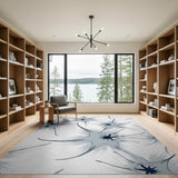 Abstract Neural Starburst Blue Area Rug