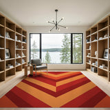 Bold Orange Red Diagonal Stripe Area Rug