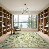 Yellow Peony Vine Floral Area Rug