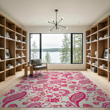 Vibrant Pink Paisley Area Rug