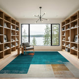 Teal Geometric Abstract Geometric Modern Area Rug