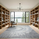 Swirling Grey Abstract Grey Area Rug