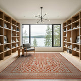 Orange Terracotta Lattice Geometric Area Rug