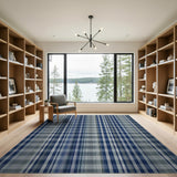 Geometric Modern Navy Blue Plaid Area Rug
