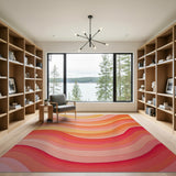 Multi-color and Patterns Wavy Sunset Abstract Area Rug