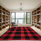 Plaid Red Classic Red Black Buffalo Plaid Area Rug