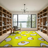 Sunny Fried Eggs Cartoon Yellow Area Rug