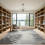 Grey Grey Palm Frond Coastal Area Rug