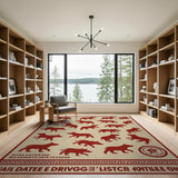 Red Bear Silhouette Heritage Tribal Rug