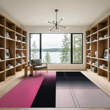 Pink Black Grid Geometric Area Rug