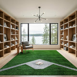 Green Baseball Field Area Rug with Ball