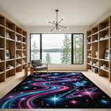 Neon Cosmic Wave Area Rug