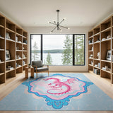 Whimsical Pink Dragon Ornate Area Rug