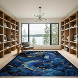 Majestic Blue Dragon Cloud Area Rug