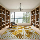 Yellow Geometric Diamond Polka Dot Area Rug