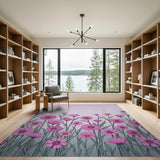 Pink Daisy Meadow Floral Area Rug