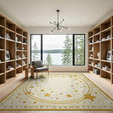 Golden Stars Mystical Circle Area Rug