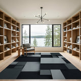 Modern Grey Stacked Blocks Geometric Rug