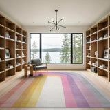 ODIKA Abstract Rainbow Arch Washable Area Rug - Low Pile Non-Slip