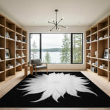 White Feathery Sunburst Area Rug