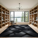 Sleek Interwoven Grey Geometric Area Rug
