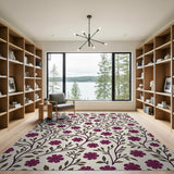Purple Purple Floral Vine Area Rug
