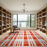 Red Bold Red Plaid Geometric Area Rug