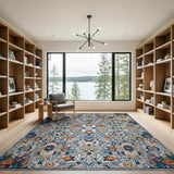Intricate Gray Persian Area Rug with Vibrant Accents