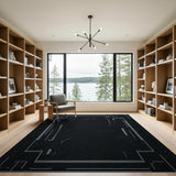 Black White Geometric Matrix Area Rug