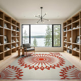 Red Mandala Sunburst Area Rug
