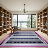 Navy Wavy Stripe Modern Area Rug