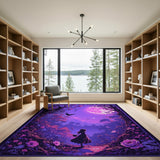 Enchanted Purple Moon Forest Silhouette Rug