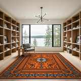 Vibrant Orange Persian Medallion Traditional Persian Area Rug