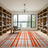 Bold Orange Grid Geometric Area Rug