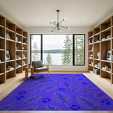 Purple Leaves Paw Prints Boho Area Rug
